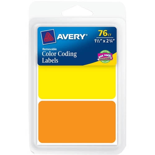 Avery Removable 1.5" X 2.75" Color Coding 76ct