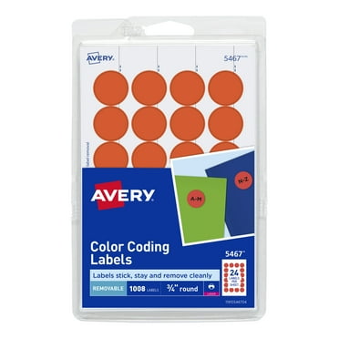 Avery Removable Color-Coding Labels, Removable Adhesive, Neon Red, 3/4" Diameter, 1,008 Labels (5467)