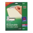 thumbnail image 1 of Avery Removable File Folder Labels, 2/3"?x3-7/16"?, 750 Assorted Labels (6466) 0.66" Height x 3.44" Width - Rectangle - Laser, Inkjet - Blue, Green, Red, White, Yellow - Paper - 30 / Sheet - 25 T, 1 of 7