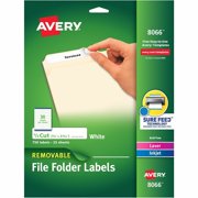 Avery Removable File Folder Labels, Sure Feed Technology, Removable Adhesive, White, 2/3" x 3-7/16", 750 Labels (8066)