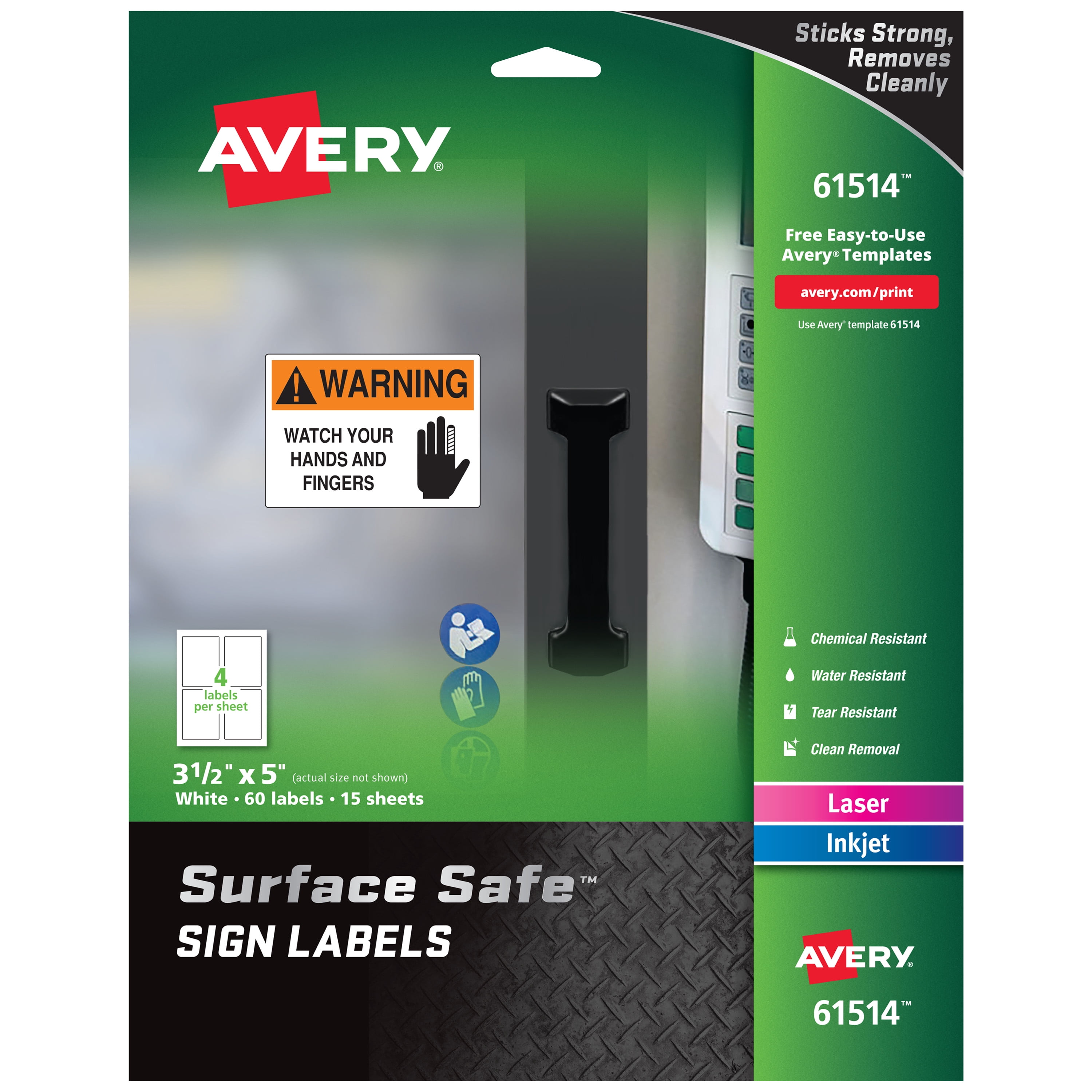 Avery Removable Label Safety Signs, 5
