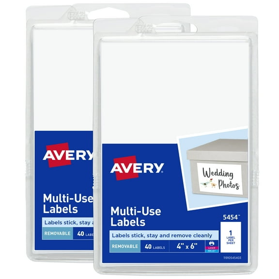 Avery Removable Labels, 4" x 6", Laser/Inkjet, 80 Labels (7864)