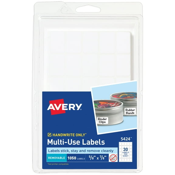 Avery Removable Labels, 5/8" x 7/8", 1,050 Total (5424)
