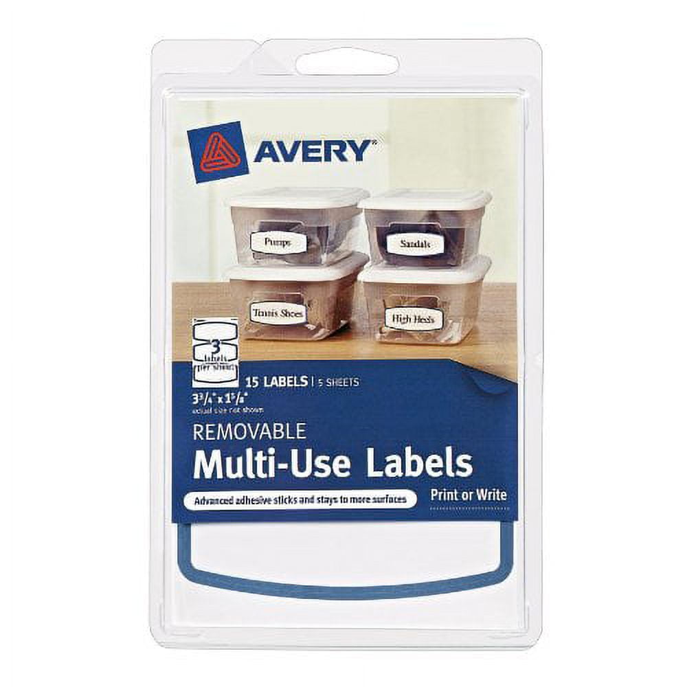 Avery Removable MultiUse Labels, Blue Border, 3.75 x 1.625 Inches