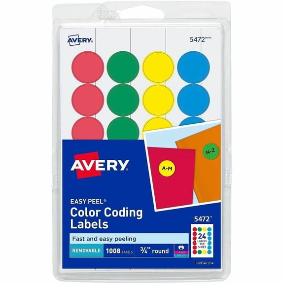 Avery Removable Print/Write Color Coding Labels, 3/4", Pack of 1008 (5472)
