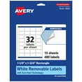 thumbnail image 1 of Avery Removable Rectangle Labels, 1.25" x 1.75", 480ct, 1 of 10
