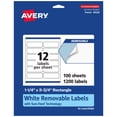 thumbnail image 1 of Avery Removable Rectangle Labels, 1.25" x 3.75", 1,200ct, 1 of 10