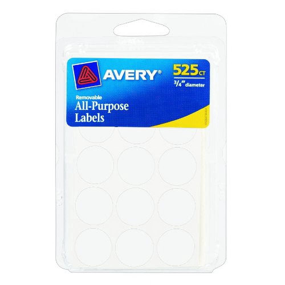 Avery Removable Round Labels 0.75 Inch Diameter White 525 Labels (6736)