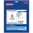 thumbnail image 1 of Avery Removable Square Labels, 4" x 4", White, 60ct, 1 of 10