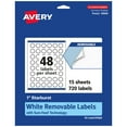 thumbnail image 1 of Avery Removable Starburst Labels, 1", White, 720ct, 1 of 10