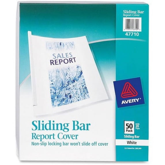 Avery® Report Cover - 1/8" Folder Capacity - 20 Sheet Capacity - Poly - White, Clear - 50 / Box | Bundle of 10 Boxes