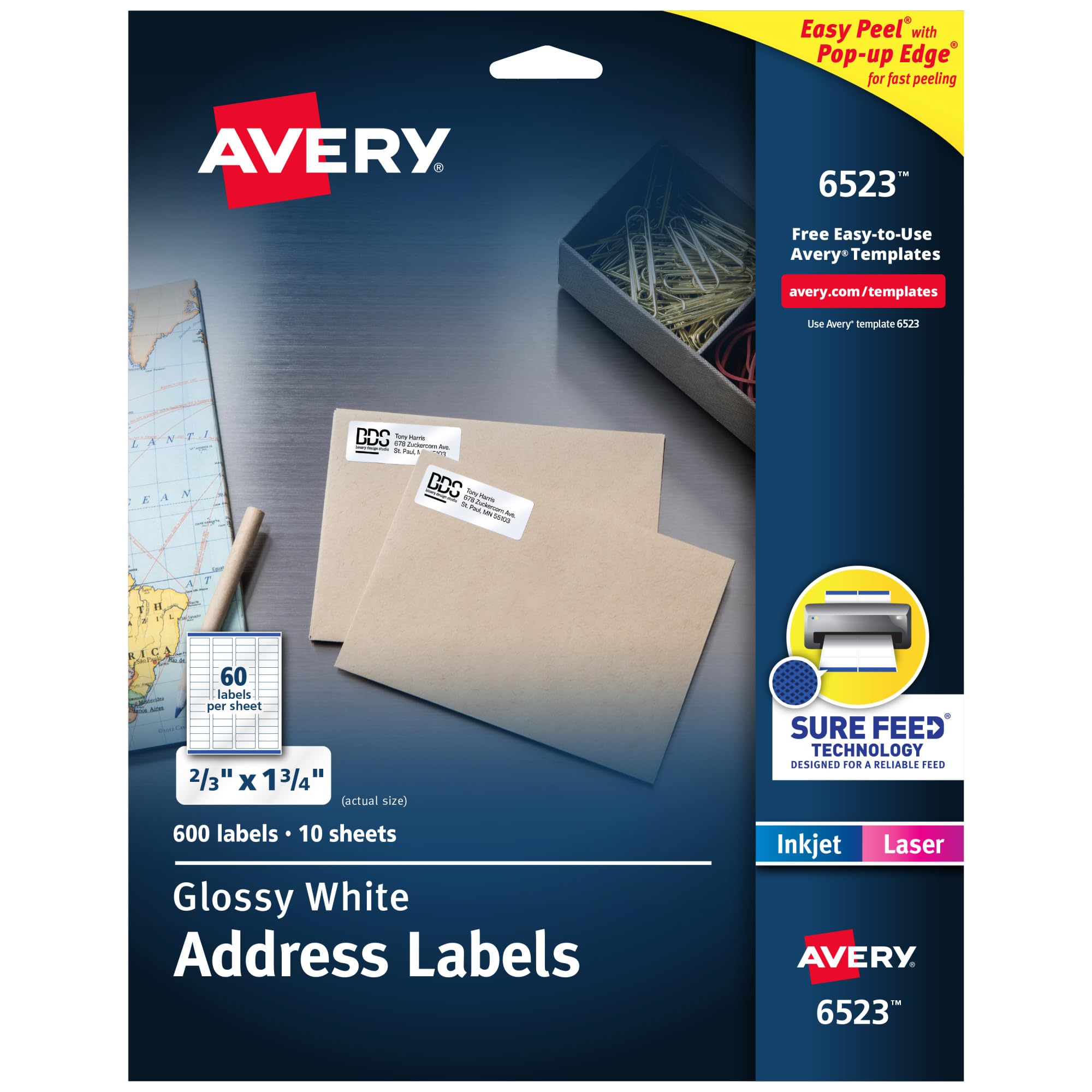 Avery Return Address Labels with Sure Feed and Easy Peel Technology