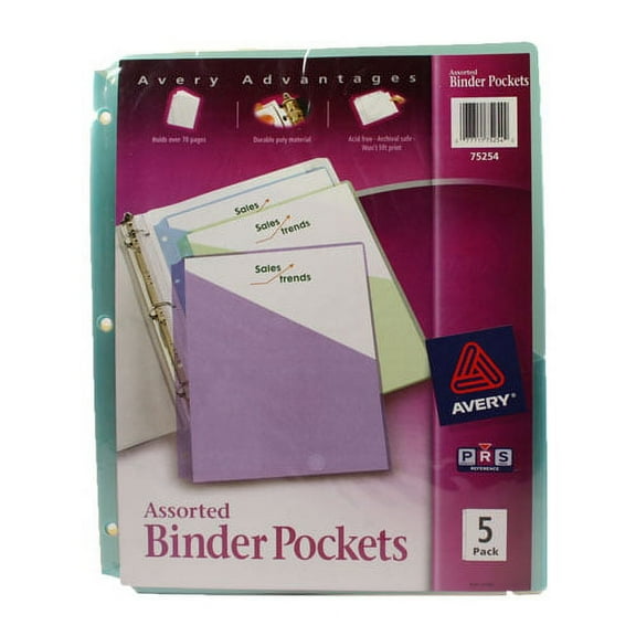 Avery Ring Binder, Polypropylene Pockets (Pack of 12)