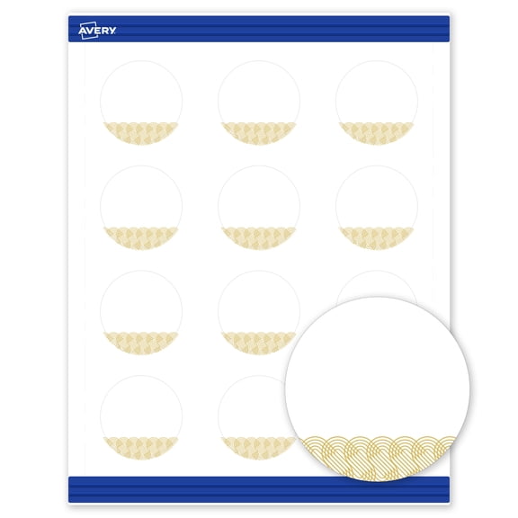 Avery Round Business Cards, Gold Lace Trim Pattern, 2" Diameter