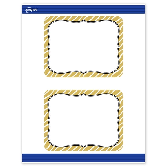 Avery Round Corner Postcards, 4.25" x 5.5", Gold Zebra Pattern