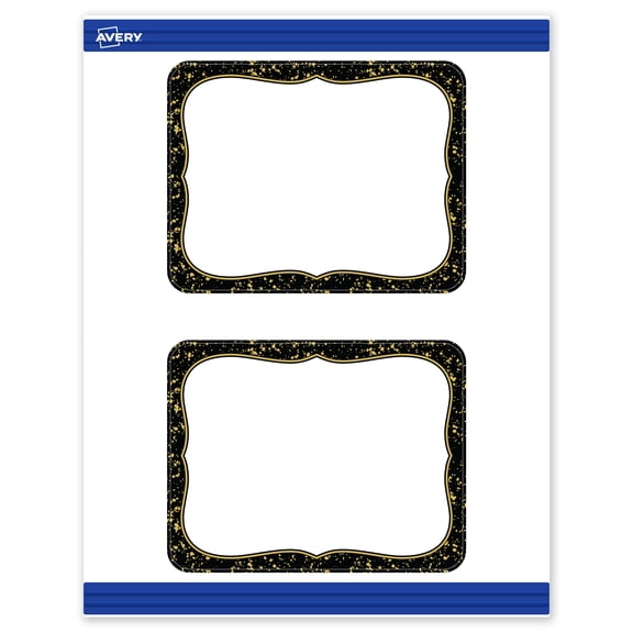 Avery Round Corner Postcards, Black with Gold Specs, Matte