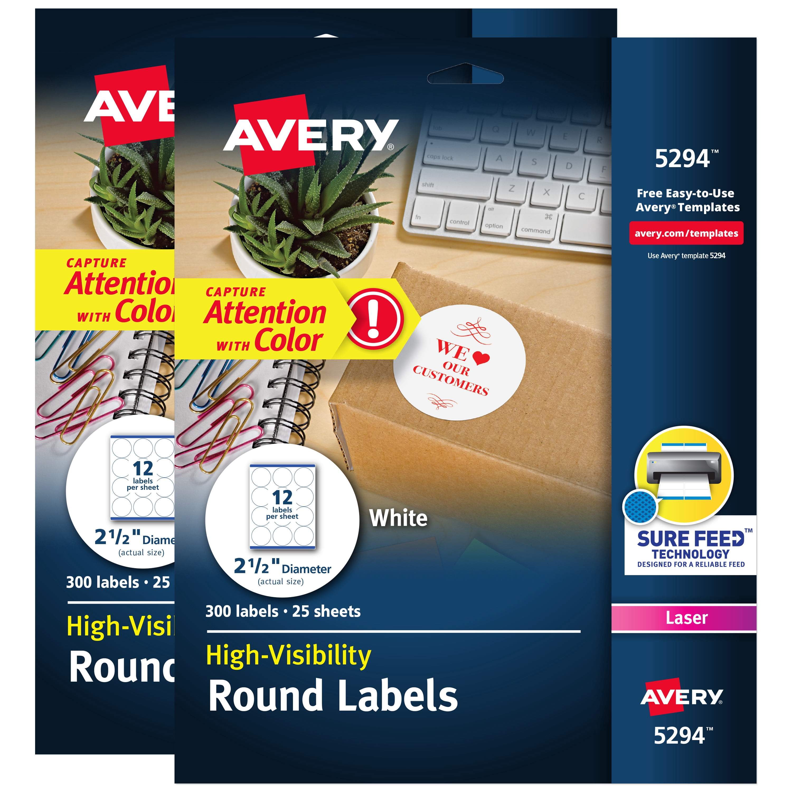 Avery Round Labels, Laser, 600 2-1/2" Labels (45294)