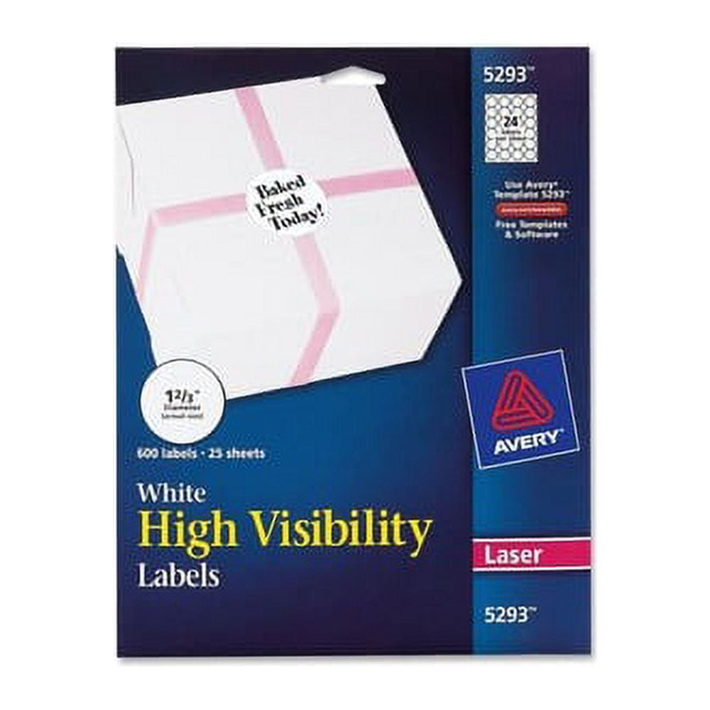 Avery Round Labels, Laser Printers,1-2/3 Permanent Adhesive - 1.67" Diameter - Round - Laser - White - Paper - 24 / Sheet - 25 Total Sheets - 600 Total Label(s) - 600 / Pack