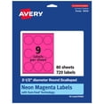 thumbnail image 1 of Avery Round Scalloped Labels, Neon Magenta, 2.5" Diameter, 720ct, 1 of 11