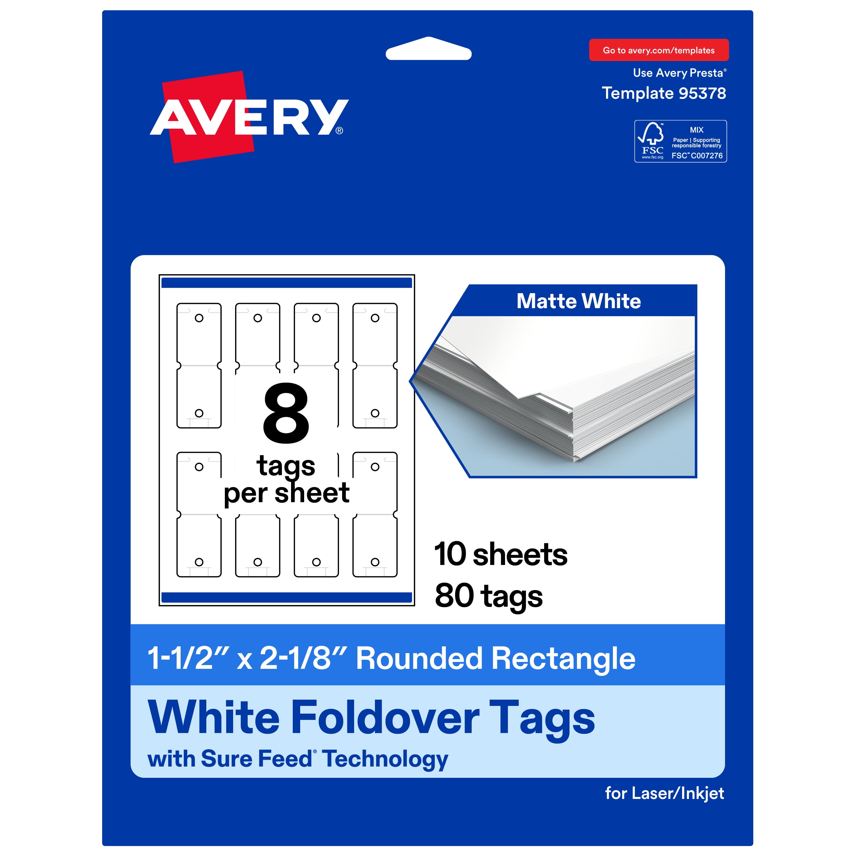 Avery Rounded Foldover Tags, 1-1/2