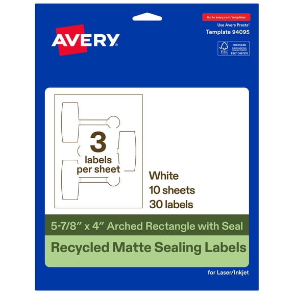 Avery® Sealing Labels, 5-7/8" x 4", Recycled Matte White, 30 Total