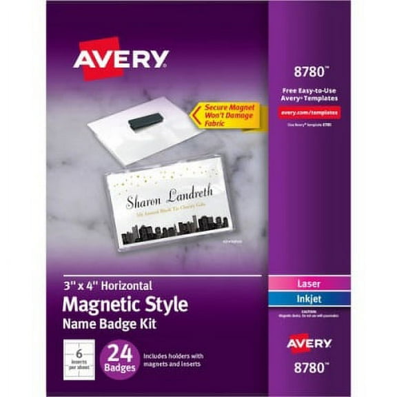 Avery Secure Magnetic Name Badges with Durable Plastic Holders and Heavy-duty Magnets (8780)