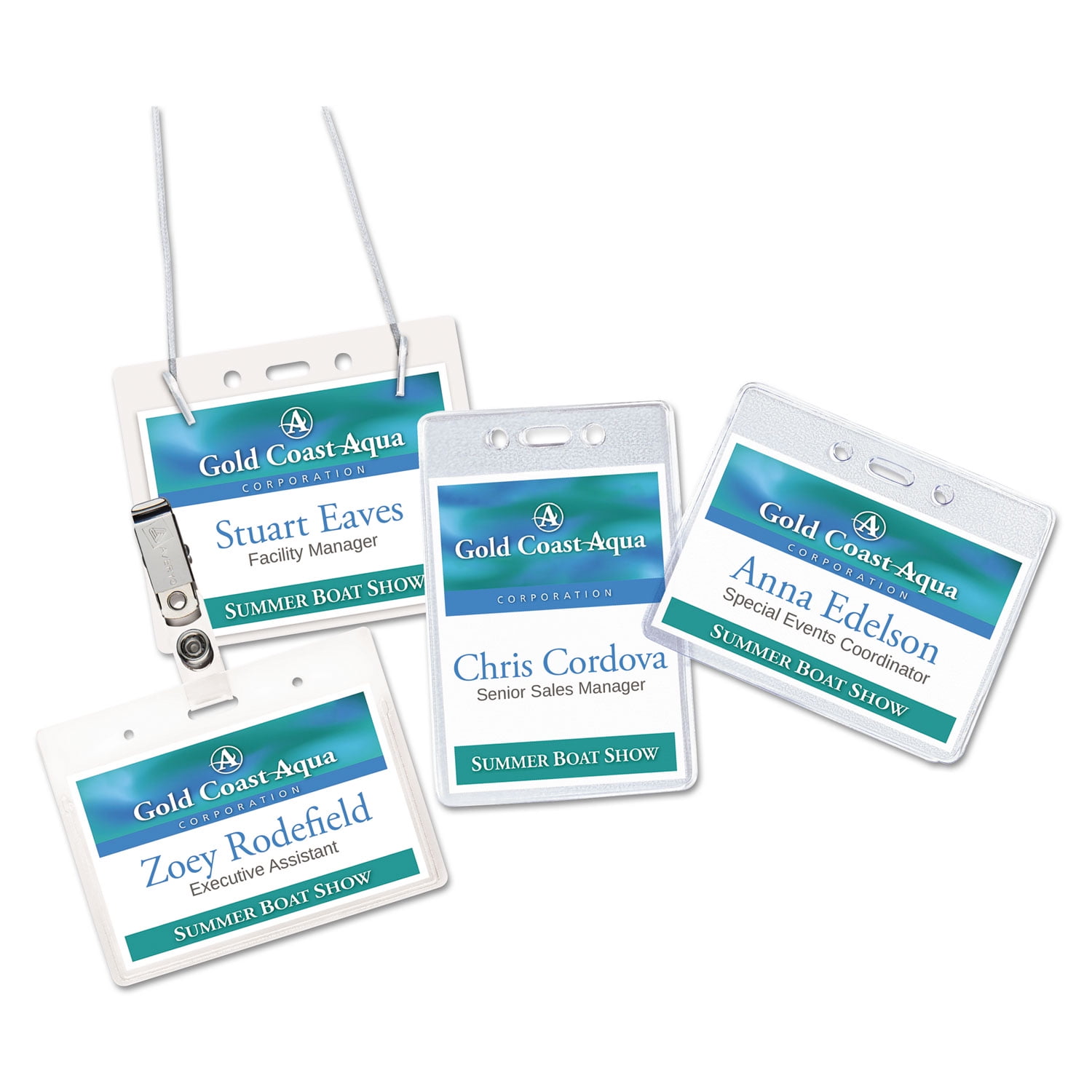 Avery Secure Top Hanging-Style Badge Holders, Horizontal, 4w x 3h, Clear, 100/Box (2922)