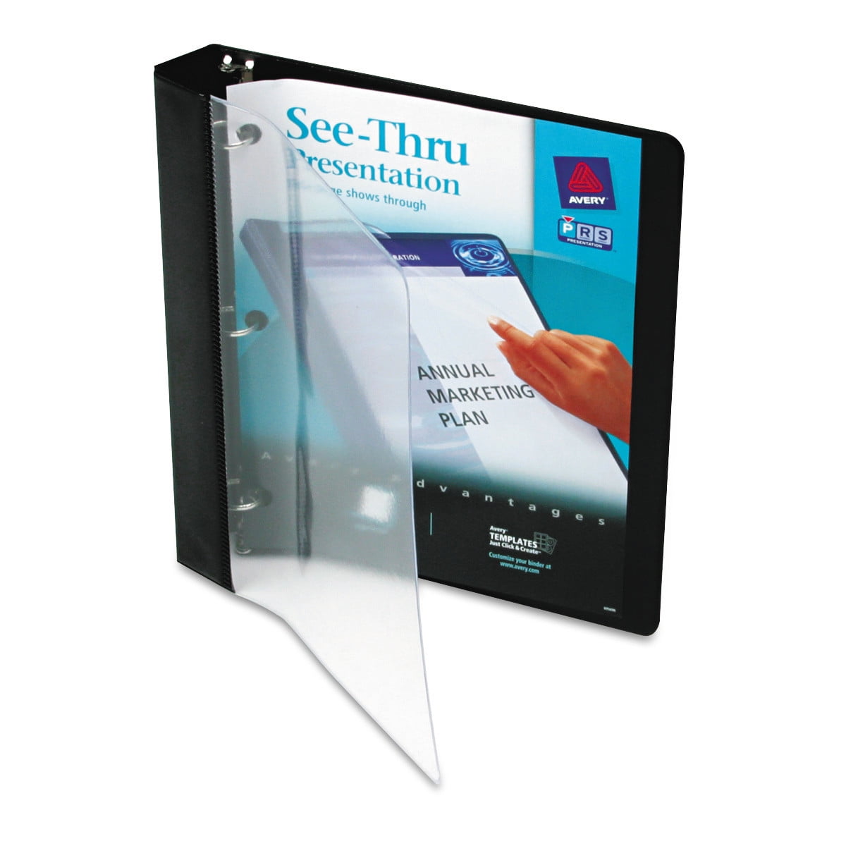 Avery SeeThru Binder with 1 inch Round Ring, Black (10852)