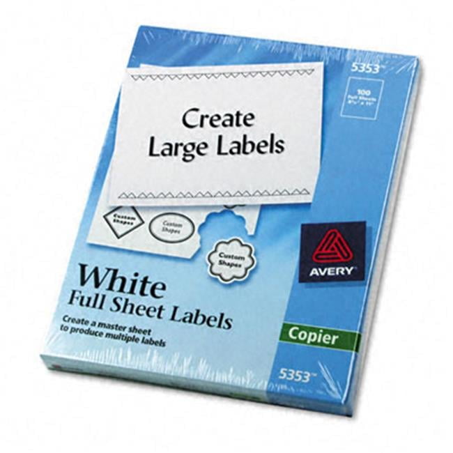 Avery  Self-Adhesive Address Labels for Copiers  8-1/2 x 11  White  100/Box