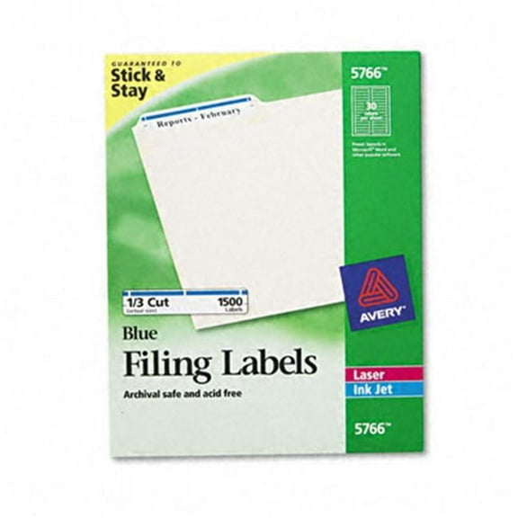 Avery  Self-Adhesive Laser/Inkjet File Folder Labels- Blue Border- 1500/Box
