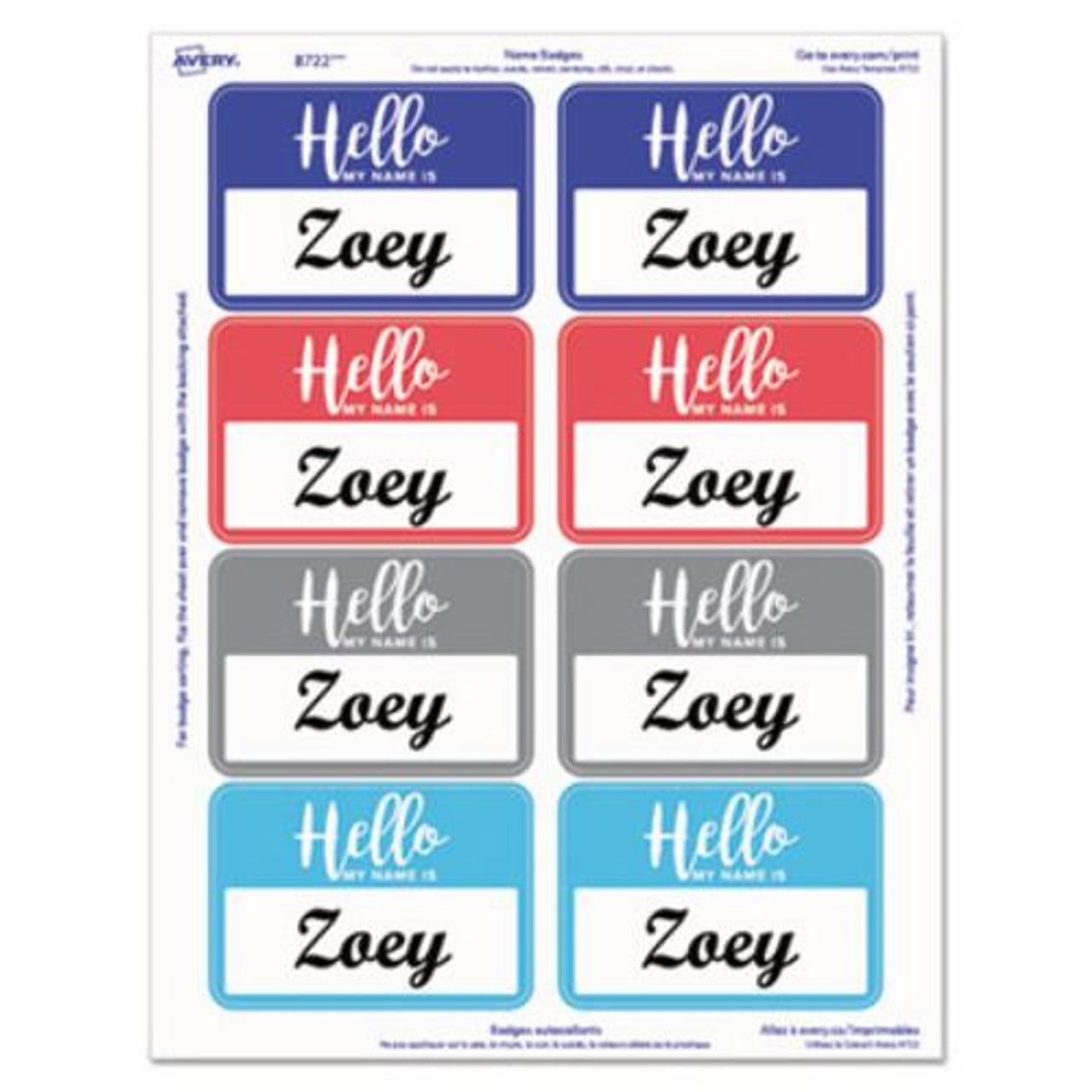 Avery® Self-Adhesive Name Tags (08722) - Walmart.com