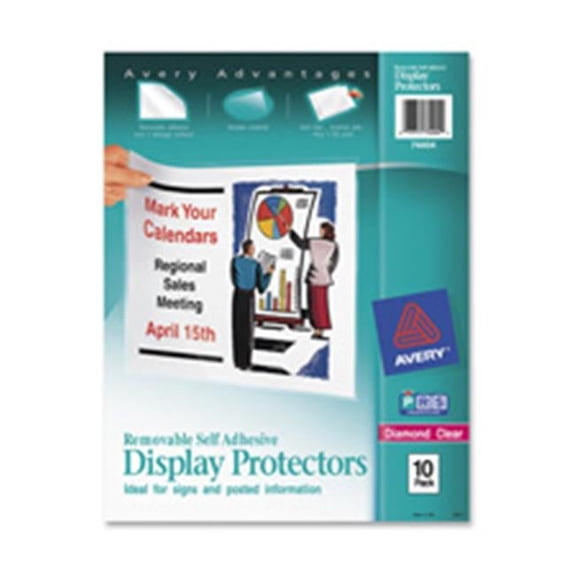 Avery Self Adhesive Sheet Protectors,Removable,10-PK,11 in. x 8.5 in.,CL
