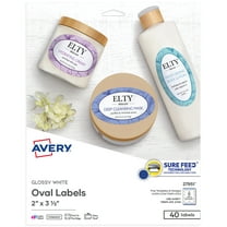 Avery Shape Labels, Oval, 2" x 3-1/3", Paper, Glossy White, Laser/Inkjet, 40 Labels (27951)