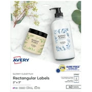 Avery Shape Labels, Rectangle, 2" x 3", Film, Glossy Clear, Laser/Inkjet, 40 Labels (27952)