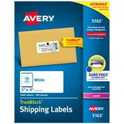 Avery Shipping Labels, 2" x 4", Paper, White, TrueBlock®, Laser, 1000 Labels (5137)