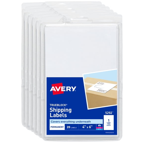 Avery Shipping Labels, 4" x 6", Permanent, White, 120ct (45292)