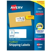 Avery Shipping Labels, 2" x 4", White, 1,000 Labels 5163