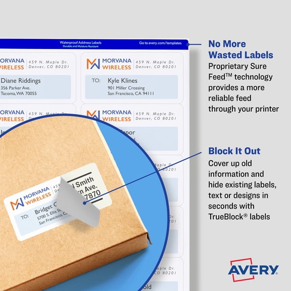 Avery Shipping Labels, Sure Feed, 3-1/2" x 5", 100 Labels (8168)