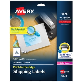 Avery Shipping Labels, 3.75" x 4.75", Matte White, 100ct (6878)