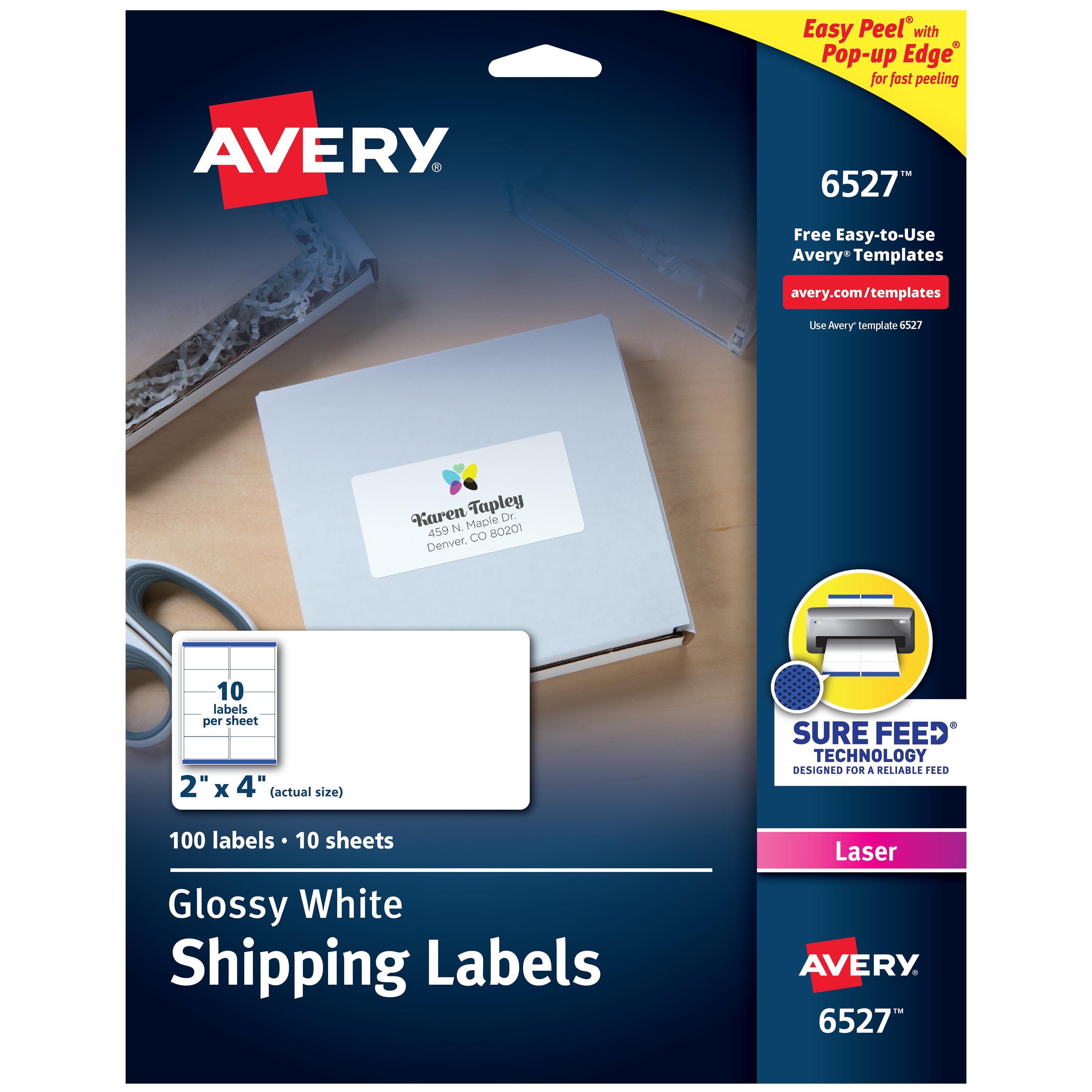 Avery Shipping Labels with Sure Feed and Easy Peel Technology, Glossy