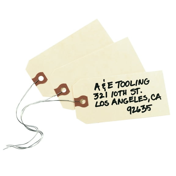 Avery Shipping Tags with Wire, 11.5 pt. Stock, 4-1/4" x 2-1/8", 1,000 Manila Hang Tags (12604)