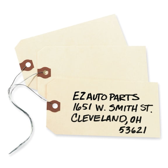 Avery Shipping Tags with Wire, 11.5 pt. Stock,  5-1/4" x 2-5/8", 1,000 Manila Hang Tags (12606)