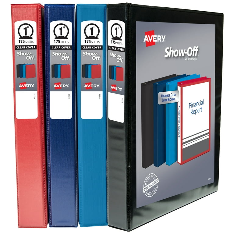 Avery Show Off View Binder Multipack 1 Inch 3 Ring Binder Assorted Colors 4 Pack 12789