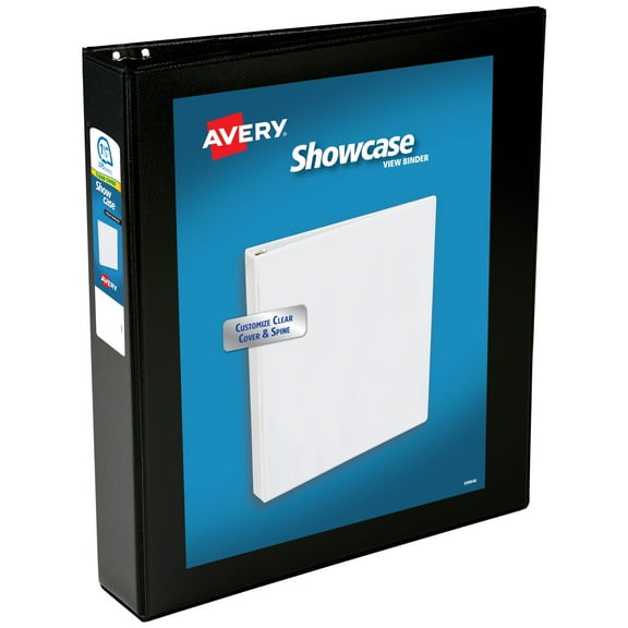 Avery Showcase Standard View Binder, 1.5" Slant Rings, Black (19650)