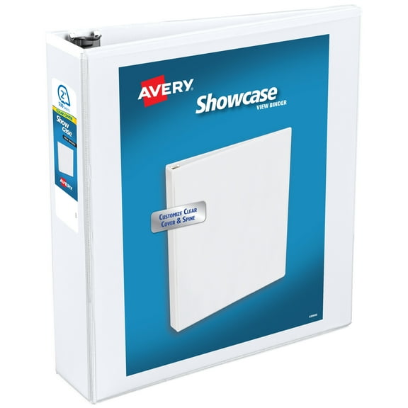 Avery Showcase Standard View Binder, 2" Slant Rings, White (19701)