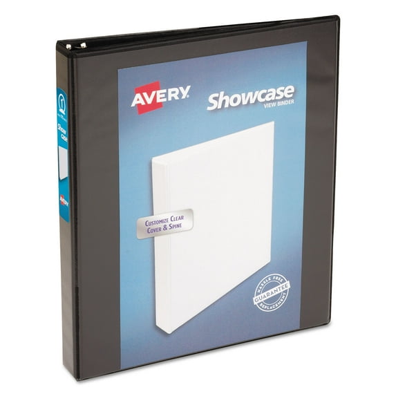 Avery Showcase Economy View Binder with 3 Round Rings, 1" Capacity, 11x8.5, Black