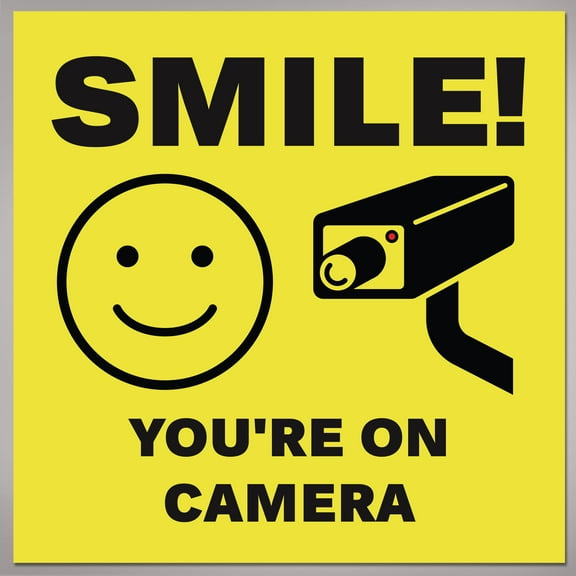 Avery Smile You're on Camera Video Surveillance Labels, 4" x 4"
