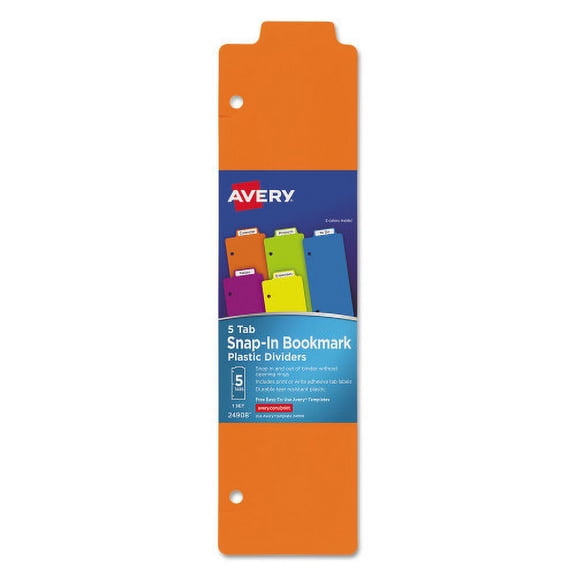 Avery Snap-in Plastic Bookmark Dividers, 5 Tabs, 1 Set, Multicolor (24908)
