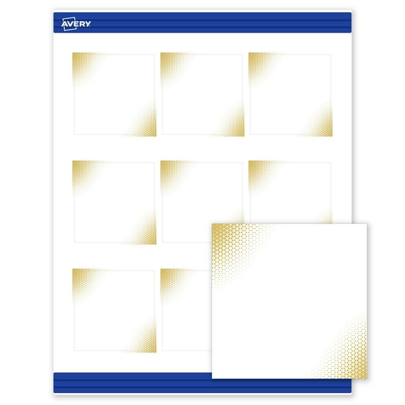 Avery Square Business Cards, Gold Blush Pattern, 2.5" x 2.5"