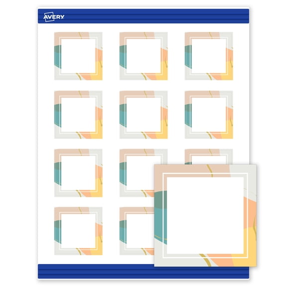 Avery Square Cards, 2" x 2", Color Block with Gold Specs, Matte